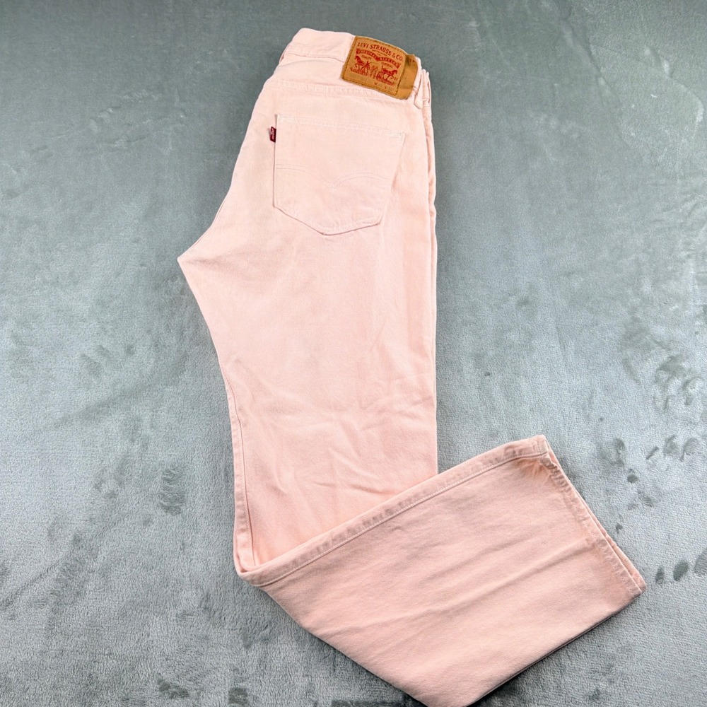 Levi's 501 Original Fit Men's W32 L30 Jeans Peach Pink Button Fly Denim 501-3118